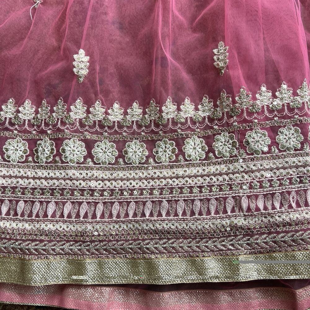 Boutique Embroidered Net Anarkali Gown XL Vibrant Pink/Gold Wedding Guest Dress - Picture 6 of 13